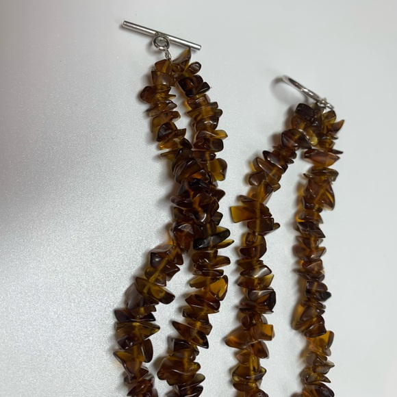 Early Silpada VERY RARE 2-Strand Sterling & Amber Bead Toggle Clasp Necklace - Picture 12 of 16